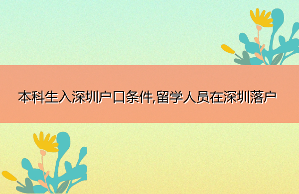 本科生入深圳户口条件,留学人员在深圳落户