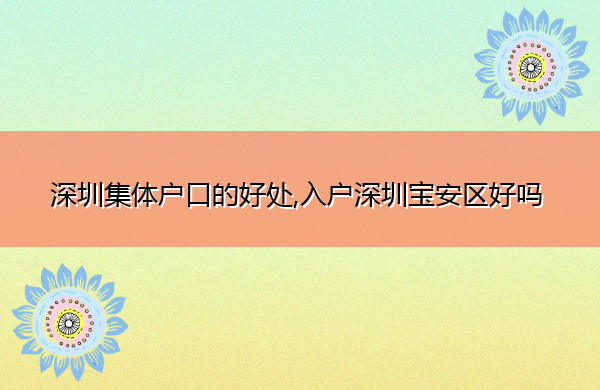 深圳集体户口的好处,入户深圳宝安区好吗