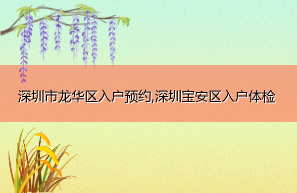 深圳市龙华区入户预约,深圳宝安区入户体检