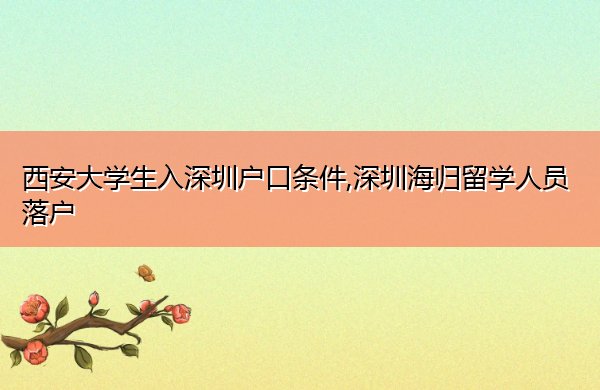 西安大学生入深圳户口条件,深圳海归留学人员落户 西安大学生入深圳户口条件,深圳海归留学人员落户