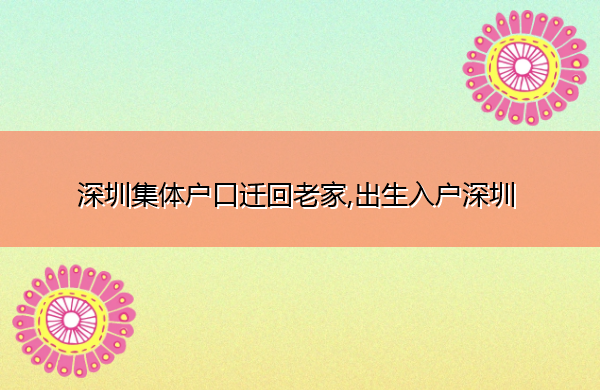 深圳集体户口迁回老家,出生入户深圳 深圳集体户口迁回老家,出生入户深圳