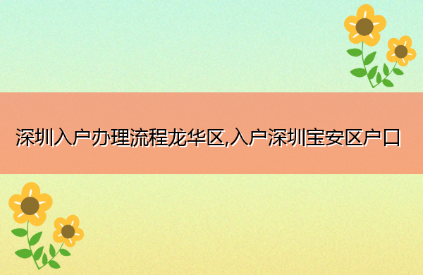 深圳入户办理流程龙华区,入户深圳宝安区户口