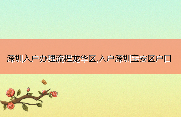 深圳入户办理流程龙华区,入户深圳宝安区户口