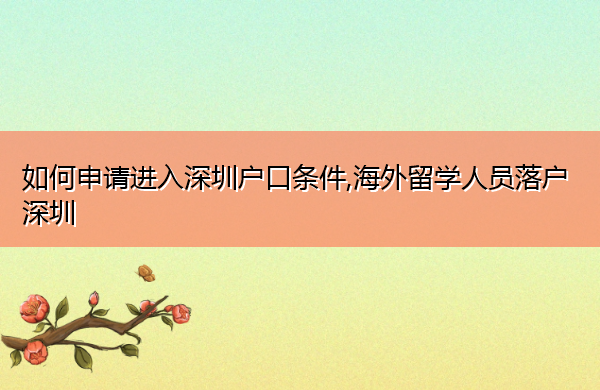 如何申请进入深圳户口条件,海外留学人员落户深圳 如何申请进入深圳户口条件,海外留学人员落户深圳