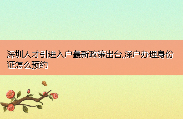 深圳人才引进入户蕞新政策出台,深户办理身份证怎么预约