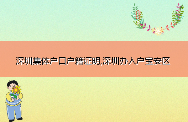 深圳集体户口户籍证明,深圳办入户宝安区