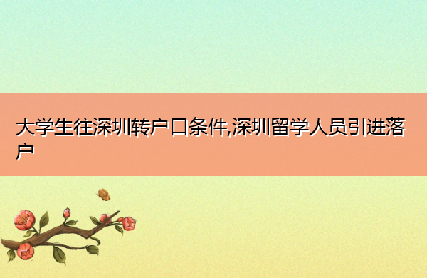 大学生往深圳转户口条件,深圳留学人员引进落户 大学生往深圳转户口条件,深圳留学人员引进落户