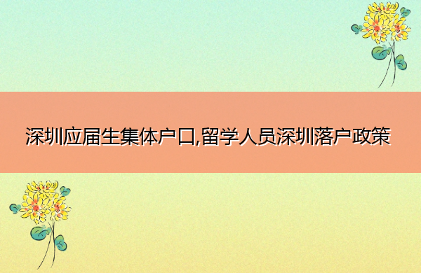 深圳应届生集体户口,留学人员深圳落户政策