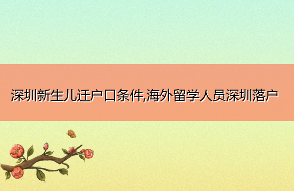 深圳新生儿迁户口条件,海外留学人员深圳落户