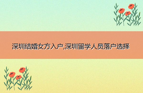 深圳结婚女方入户,深圳留学人员落户选择