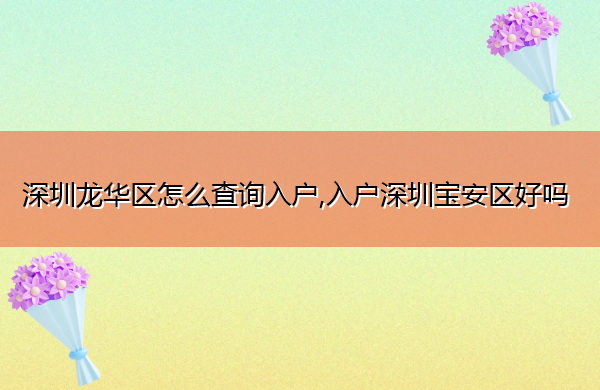 深圳龙华区怎么查询入户,入户深圳宝安区好吗