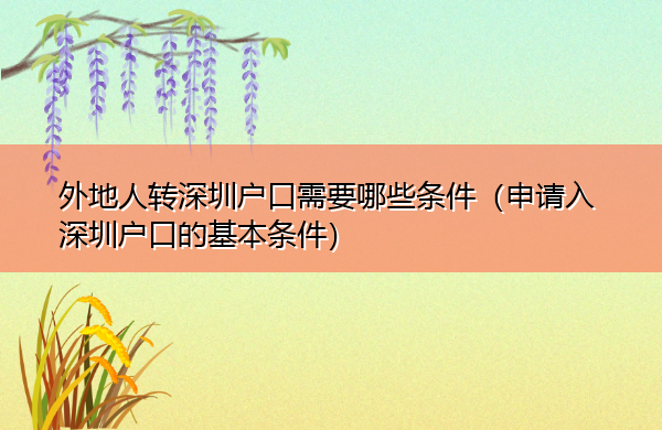 外地人转深圳户口需要哪些条件(申请入深圳户口的基本条件) 外地人转深圳户口需要哪些条件(申请入深圳户口的基本条件)