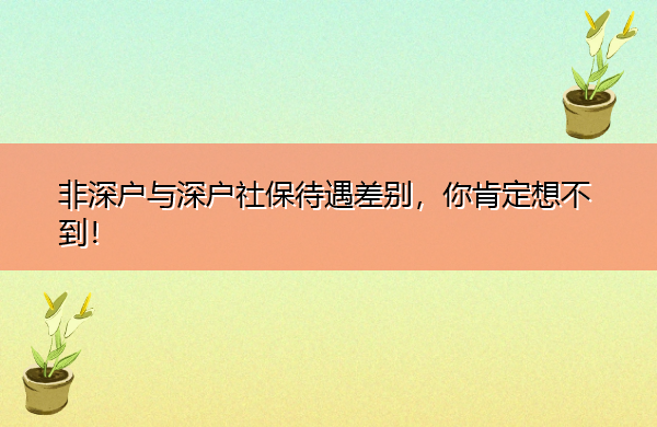 非深户与深户社保待遇差别，你肯定想不到！