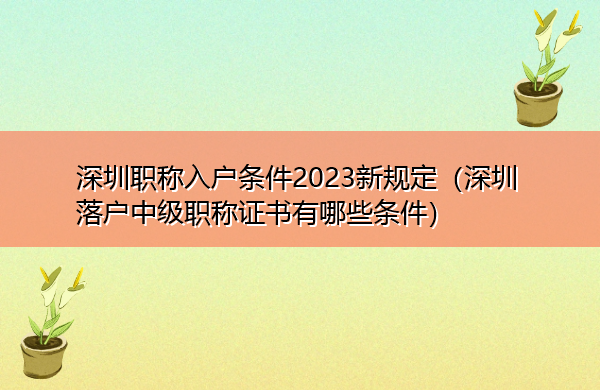 深圳职称入户条件2023新规定(深圳落户中级职称证书有哪些条件) 深圳职称入户条件2023新规定(深圳落户中级职称证书有哪些条件)