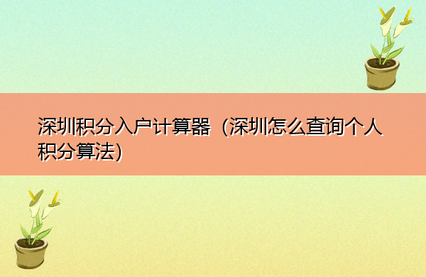 深圳积分入户计算器(深圳怎么查询个人积分算法) 深圳积分入户计算器(深圳怎么查询个人积分算法)