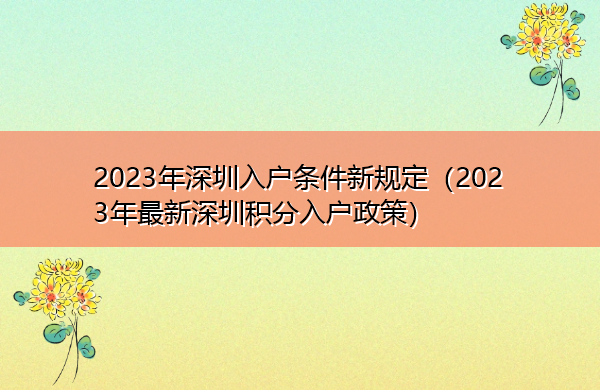 2023年深圳入户条件新规定（2023年最新深圳积分入户政策）