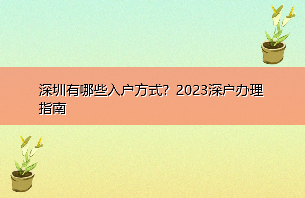 深圳有哪些入户方式？2023深户办理指南