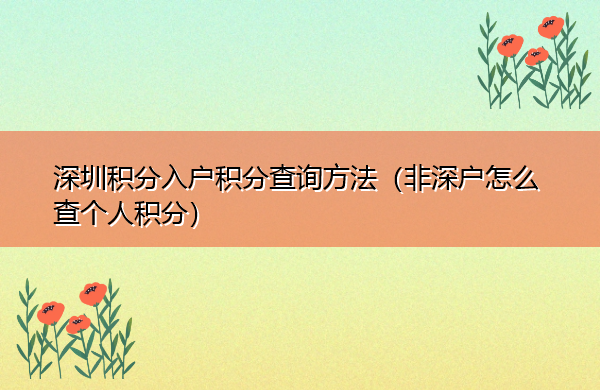 深圳积分入户积分查询方法(非深户怎么查个人积分) 深圳积分入户积分查询方法(非深户怎么查个人积分)