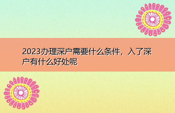 2023办理深户需要什么条件,入了深户有什么好处呢 2023办理深户需要什么条件,入了深户有什么好处呢