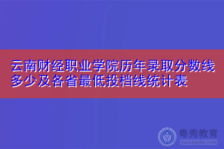 云南财经职业学院历年录取分数线多少及各省最低投档线统计表