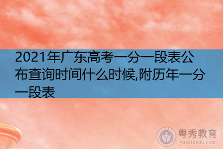 2021年广东高考一分一段公布查询时间是什么时候(附历年排名表)