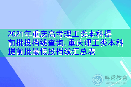 2021年重庆高考理工类本科提前批最低投档分数线查询汇总表