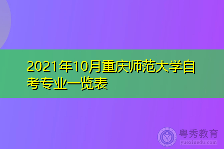 2021年10月重庆师范大学自考专业一览表