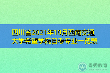 四川省2021年10月西南交通大学希望学院自考招生专业汇总表