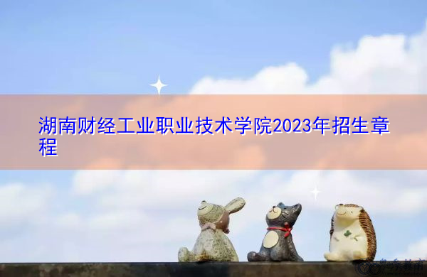 湖南财经工业职业技术学院2023年招生章程
