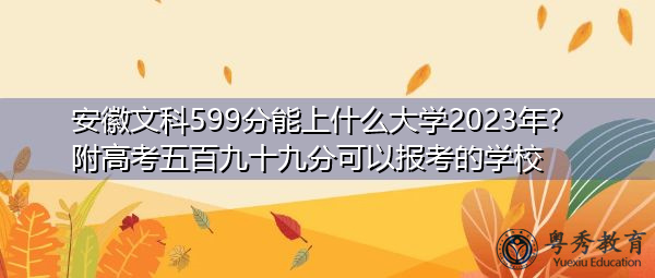 安徽文科599分能上什么大学2023年？附高考五百九十九分可以报考的学校