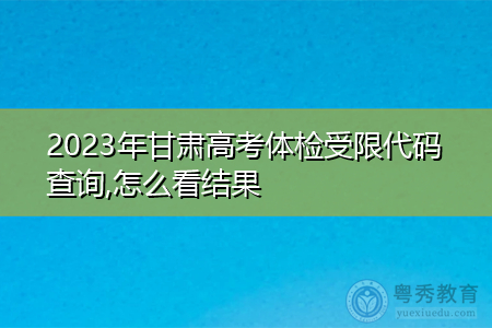 2023年甘肃高考体检受限代码查询,怎么看结果