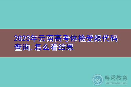 2023年云南高考体检受限代码查询,怎么看结果