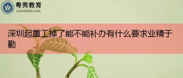 深圳起重工掉了能不能补办有什么要求业精于勤