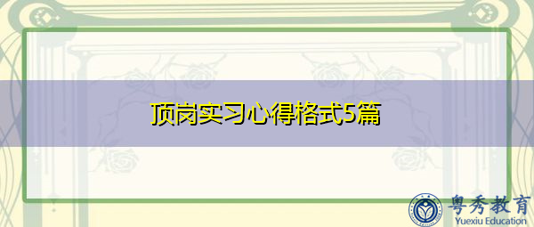 顶岗实习心得格式5篇 顶岗实习心得格式5篇