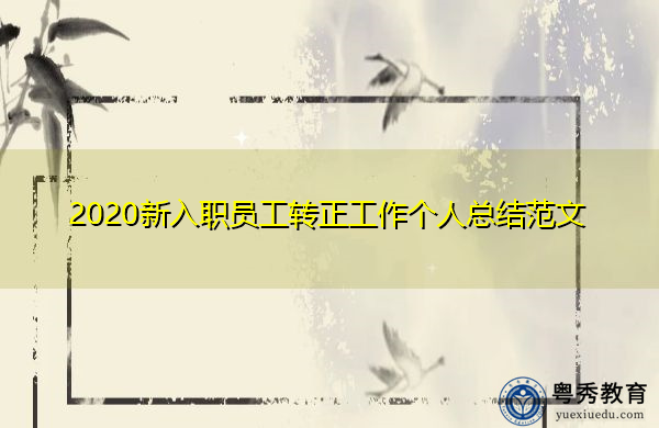 2020新入职员工转正工作个人总结范文 2020新入职员工转正工作个人总结范文