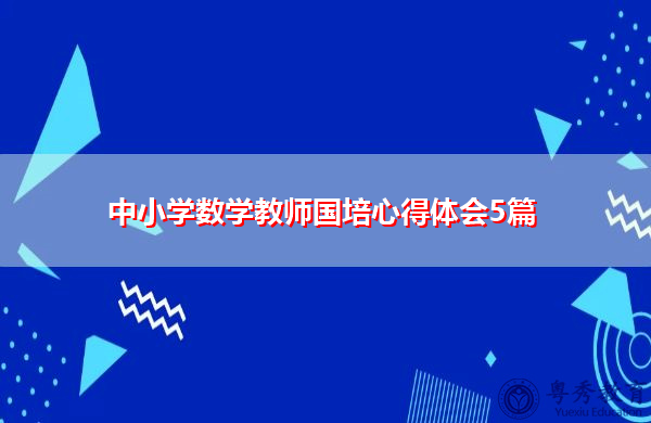 中小学数学教师国培心得体会5篇 中小学数学教师国培心得体会5篇