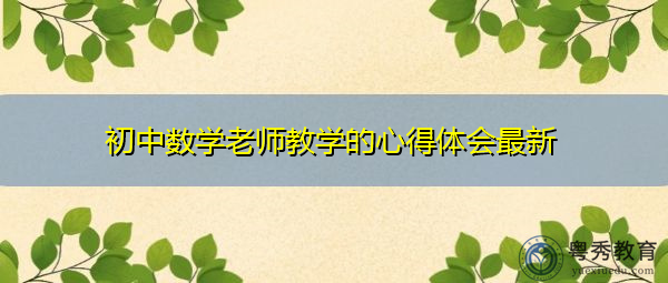 初中数学老师教学的心得体会最新 初中数学老师教学的心得体会最新