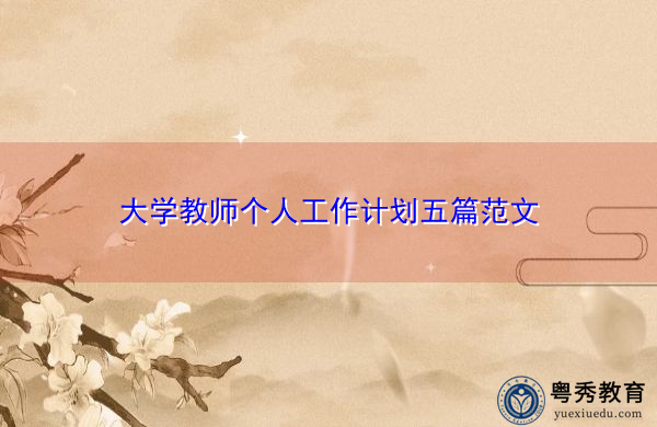 大学教师个人工作计划五篇范文 大学教师个人工作计划五篇范文