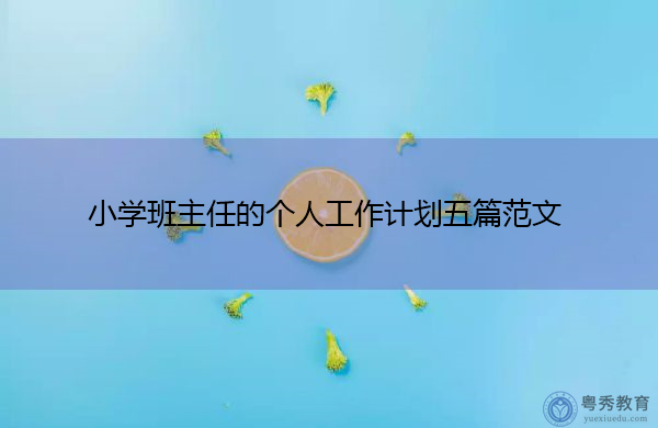 小学班主任的个人工作计划五篇范文