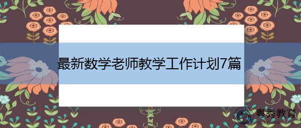 最新数学老师教学工作计划7篇
