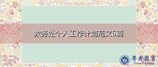 教务处个人工作计划范文5篇 教务处个人工作计划范文5篇