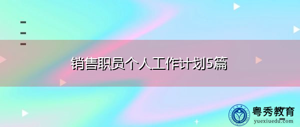销售职员个人工作计划5篇