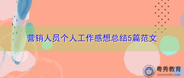 营销人员个人工作感想总结5篇范文
