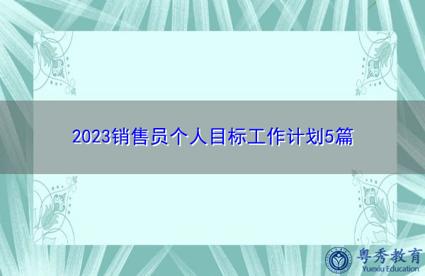 2023销售员个人目标工作计划5篇 2023销售员个人目标工作计划5篇