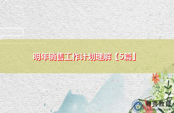 明年销售工作计划理解【5篇】 明年销售工作计划理解【5篇】