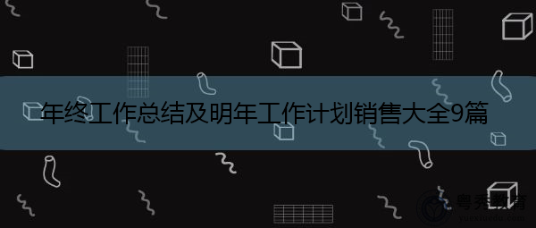 年终工作总结及明年工作计划销售大全9篇