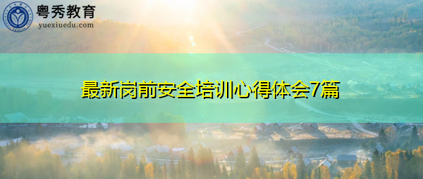 最新岗前安全培训心得体会7篇
