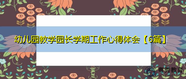 幼儿园教学园长学期工作心得体会【6篇】