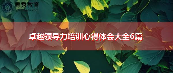 卓越领导力培训心得体会大全6篇 卓越领导力培训心得体会大全6篇