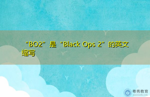“BO2”是“Black Ops 2”的英文缩写，意思是“Black Ops 2”